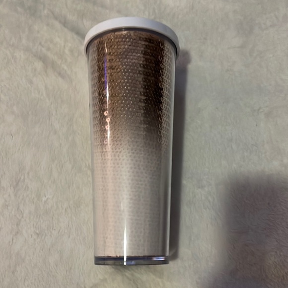 Starbucks 2018 Rose Gold Ombre Sequin Venti Cold Cup Tumbler 24oz - Picture 2 of 6